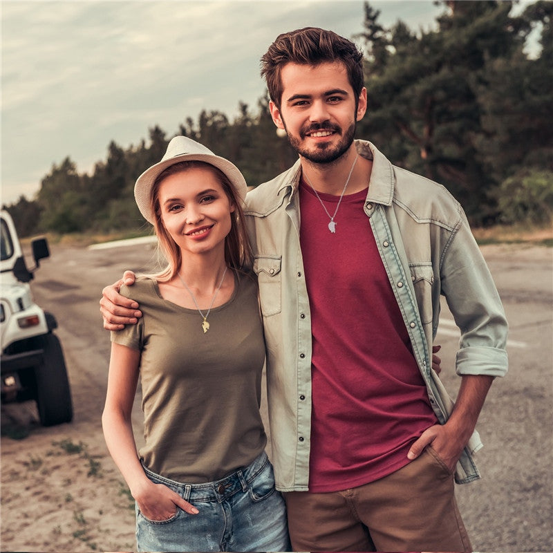 2 Piece Tree Of Life Heart Couples Love No Fade Bling Stainless Steel Pendant Chain Necklace