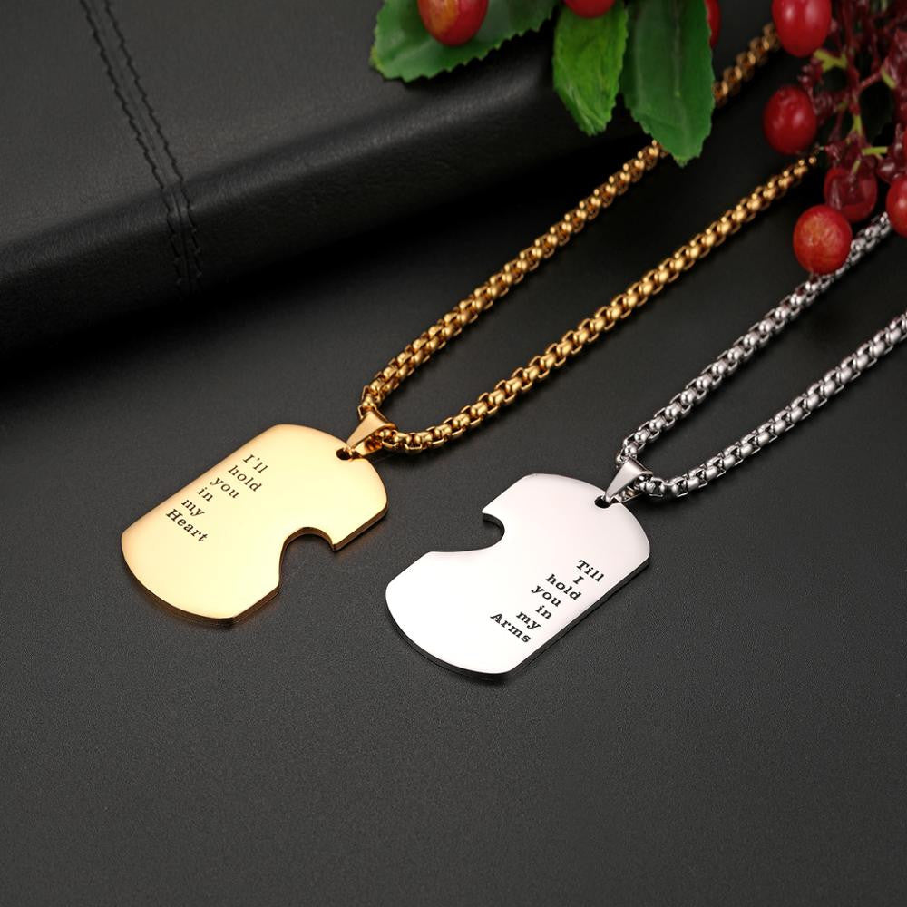 Couples Lovers No Fade Stainless Steel Heart Pendant Chain Necklace