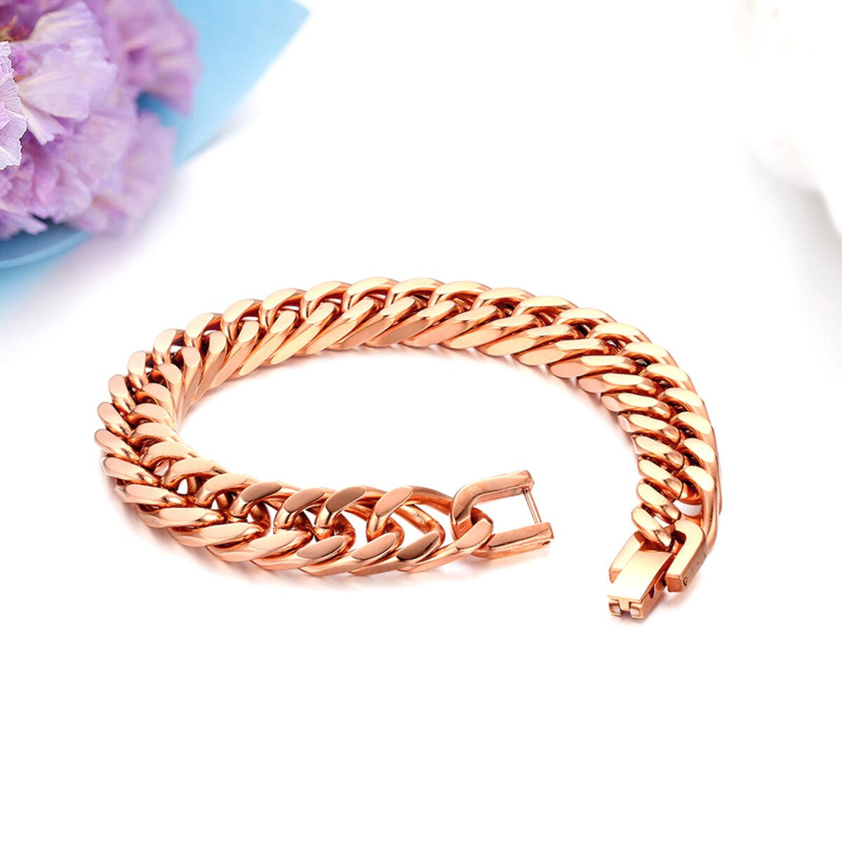 10mm No Tarnish Miami Cuban Link Stainless Steel Rose Gold 14k Silver Black Bracelets