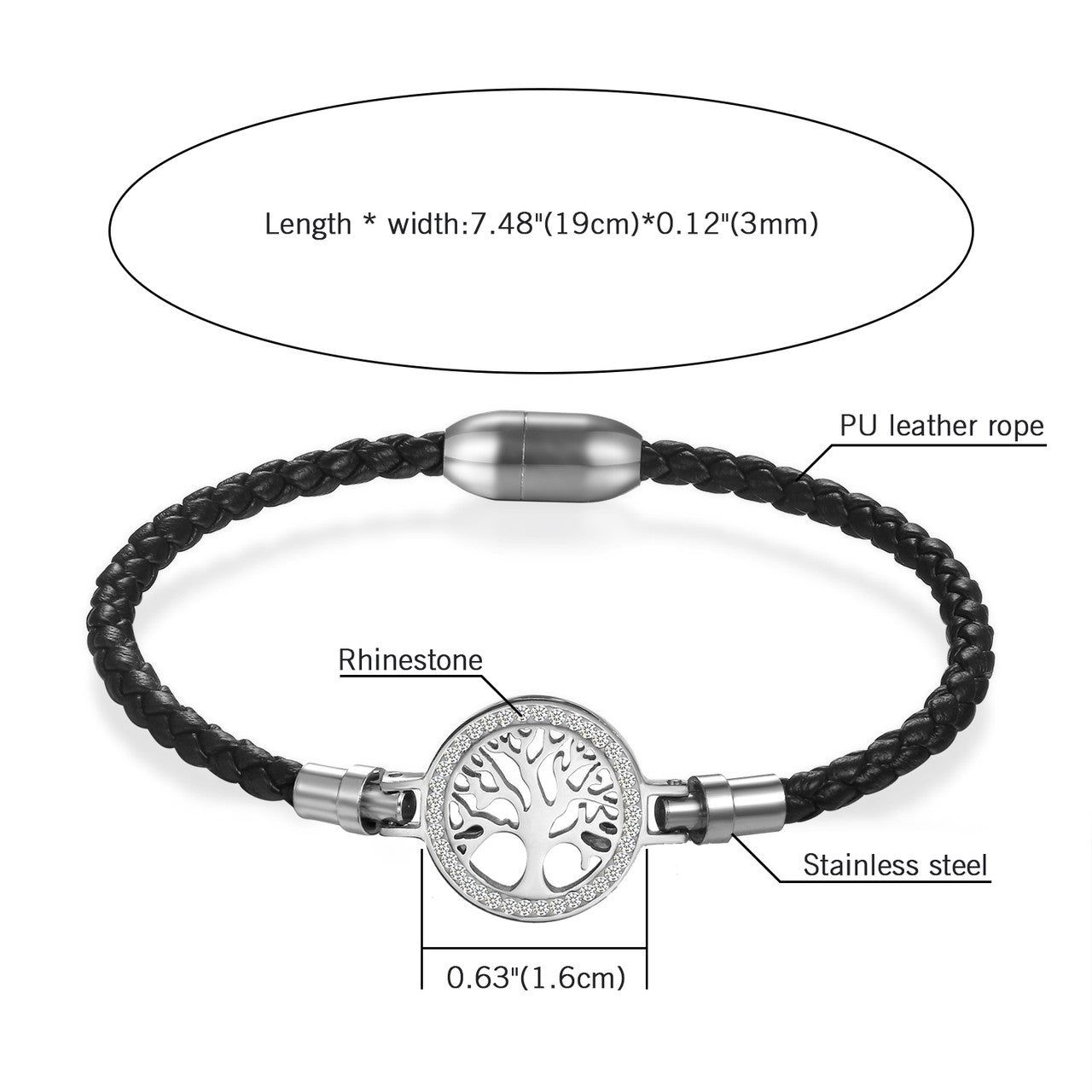 Leather Stainless Steel Cross Infinity Tree Of Life Cord Bracelets