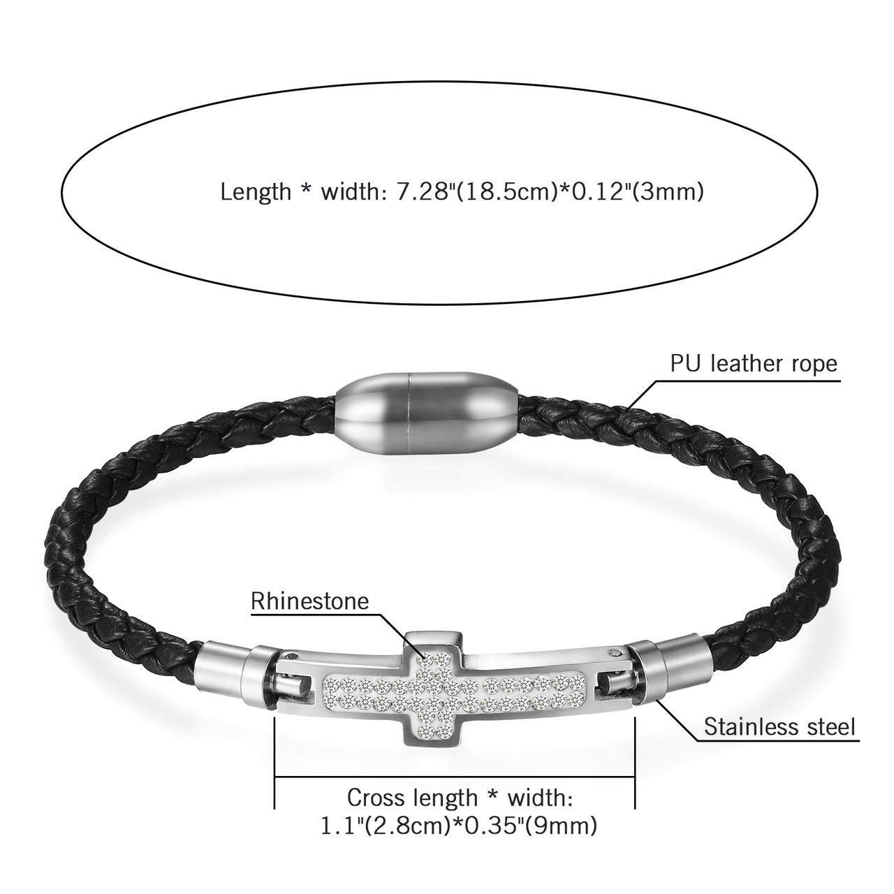 Leather Stainless Steel Cross Infinity Tree Of Life Cord Bracelets