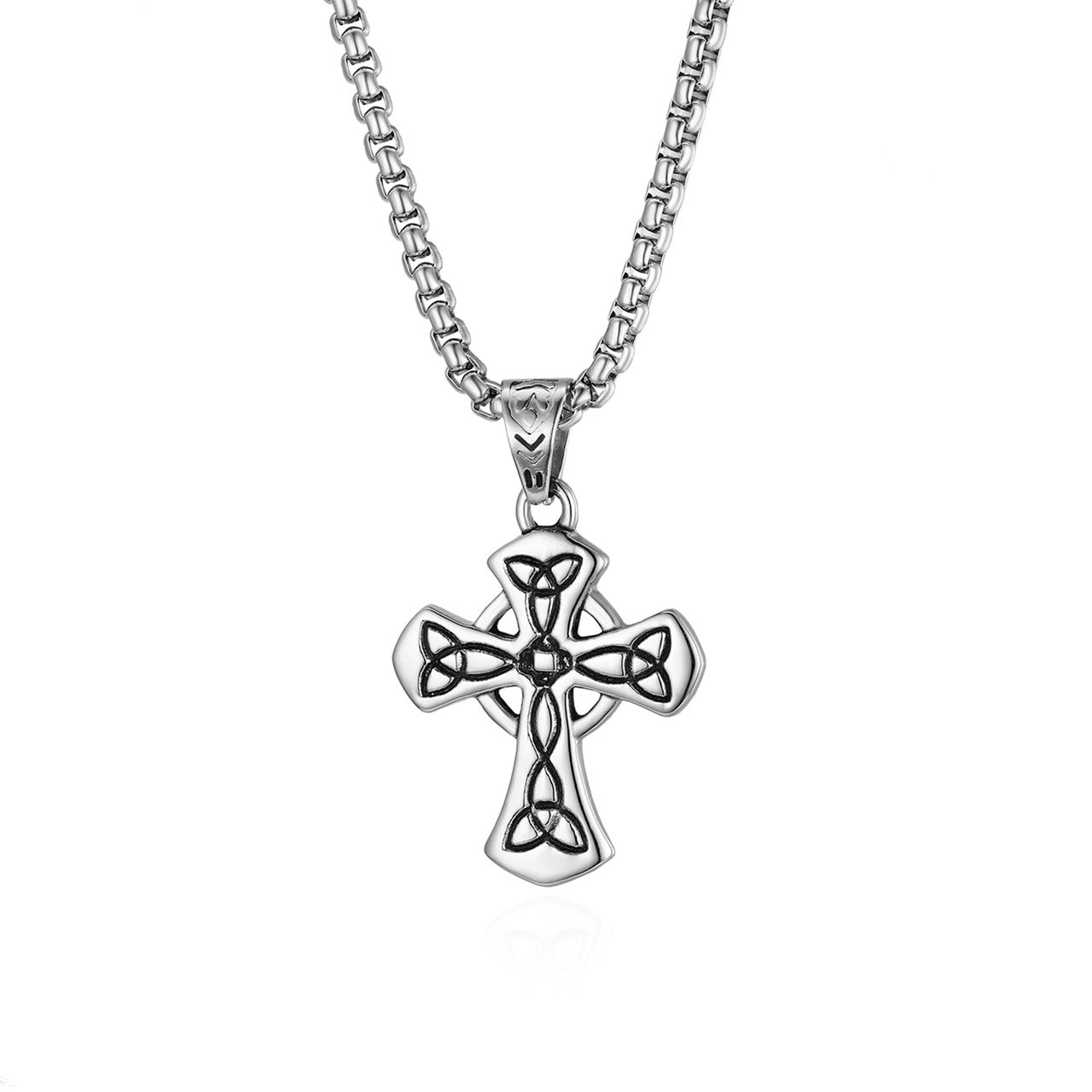 Man Of Substance Classic Look Stainless Steel Vintage Cross Pendant Chain Necklace