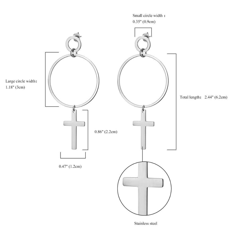 14k Gold Silver Over Stainless Steel Classic Drop Jesus Cross Earrings