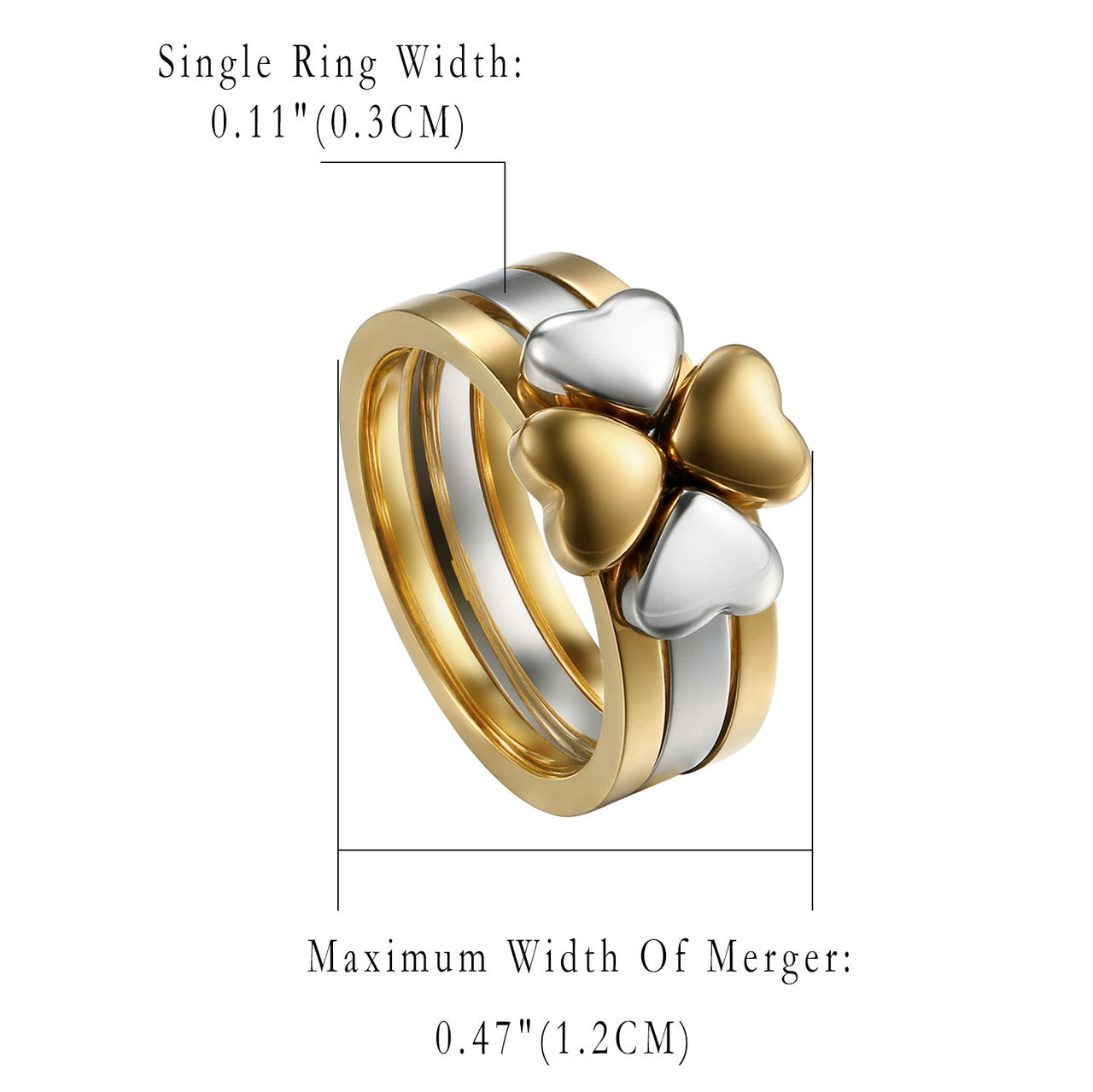 New Fashion Stackable Flower Clover 14k Gold Silver Over Solid Stainless Steel Personality Rings