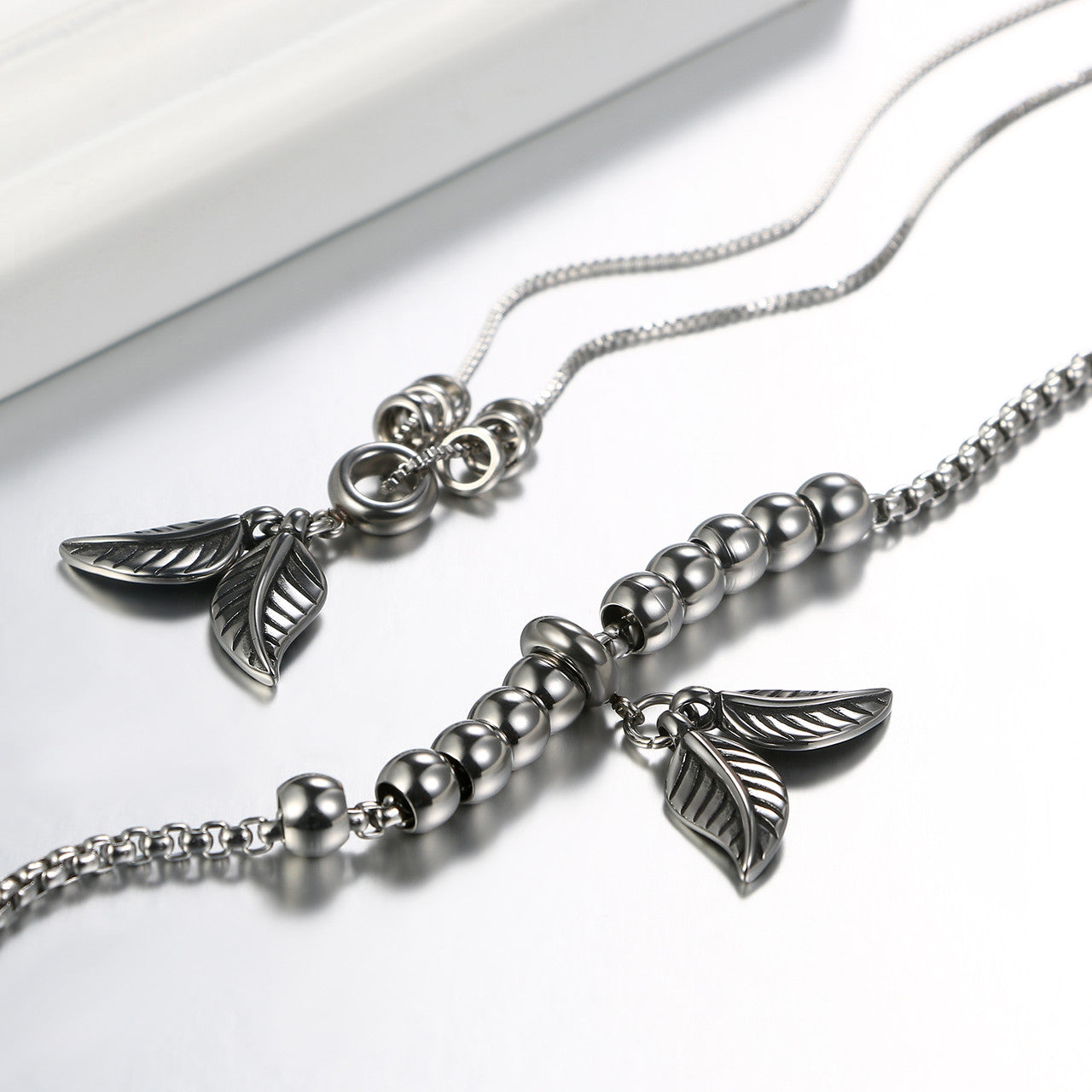 Lion Head Tribal Feathers Stainless Steel Charm Bracelet necklace Chain Sets