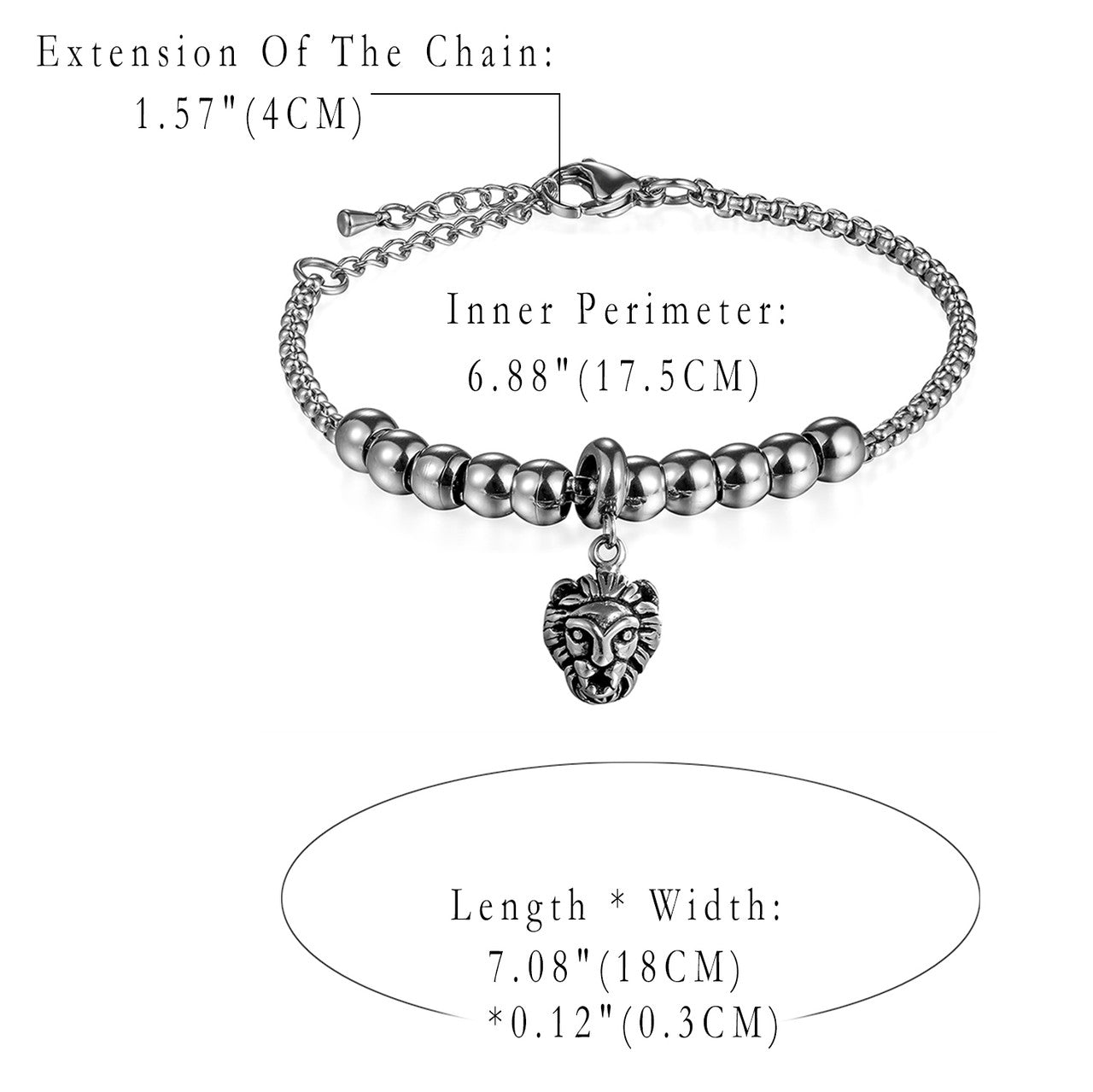 Lion Head Tribal Feathers Stainless Steel Charm Bracelet necklace Chain Sets