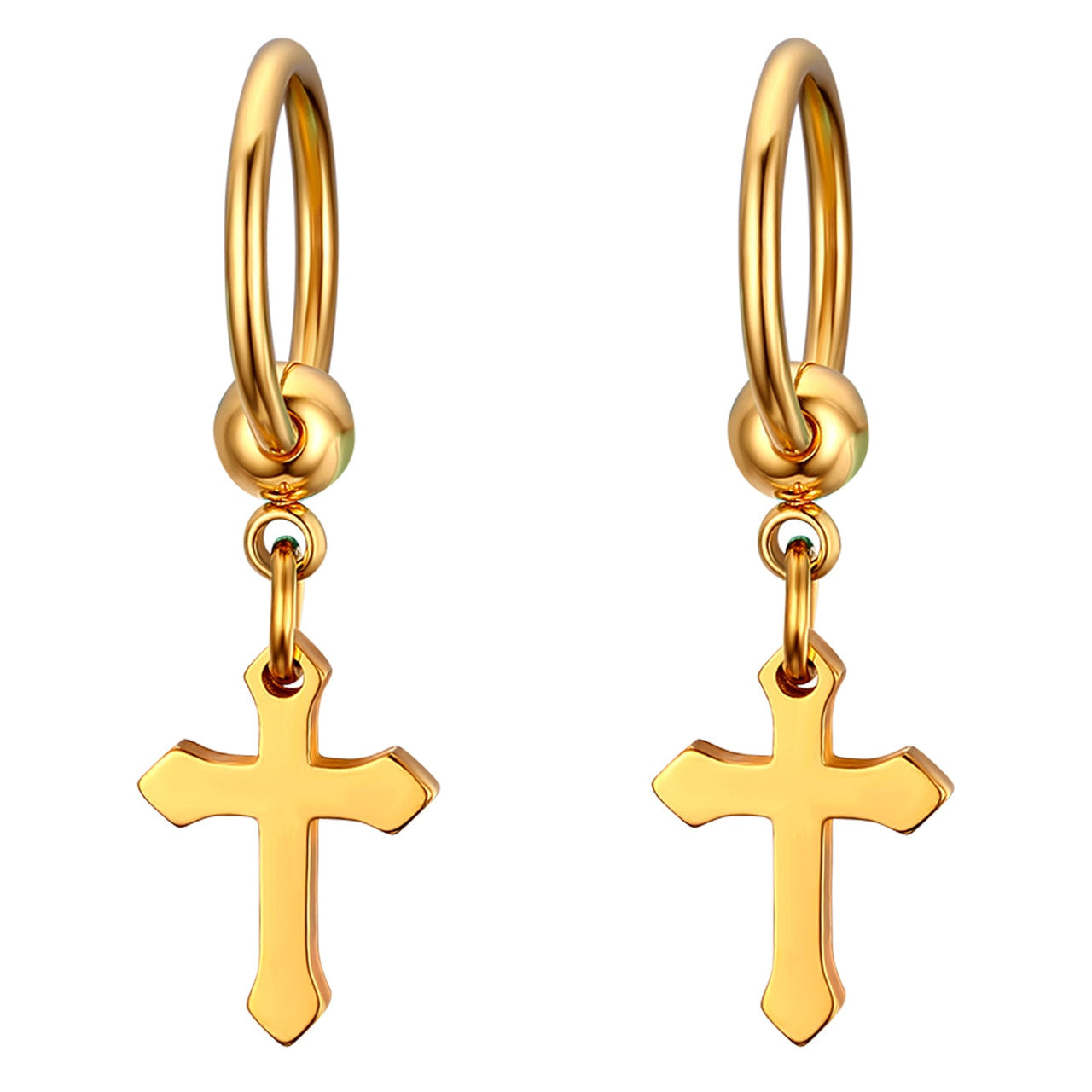 Gold Black Silver Colorful Hoop Cross Stainless Steel No Fade Earrings