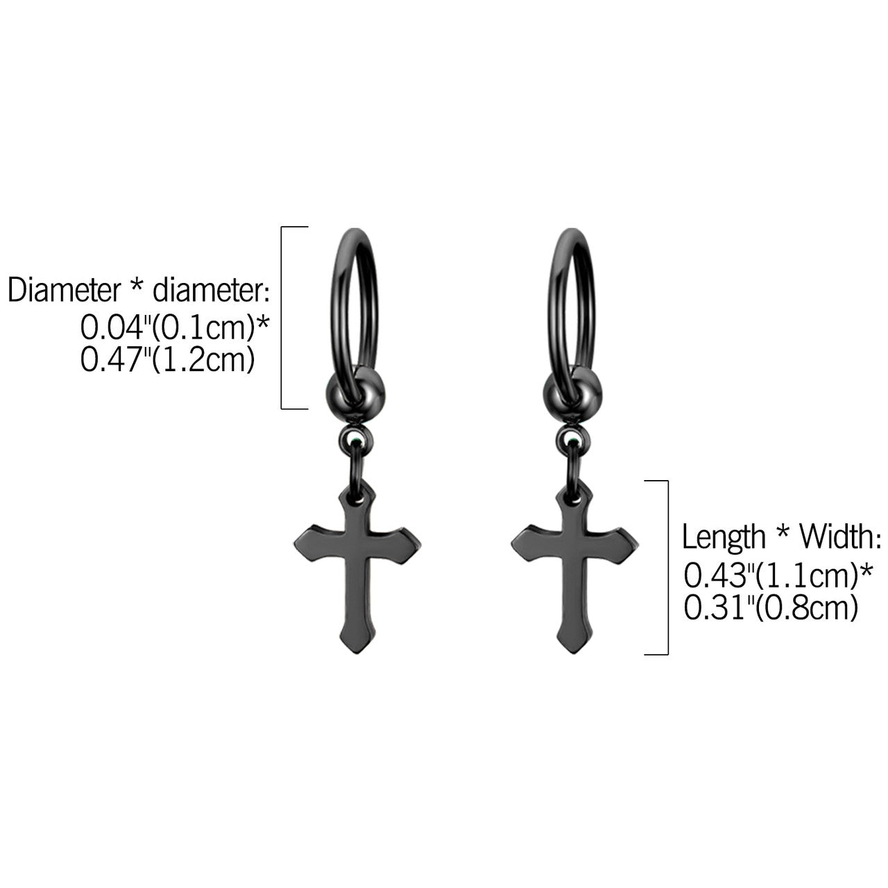 Gold Black Silver Colorful Hoop Cross Stainless Steel No Fade Earrings