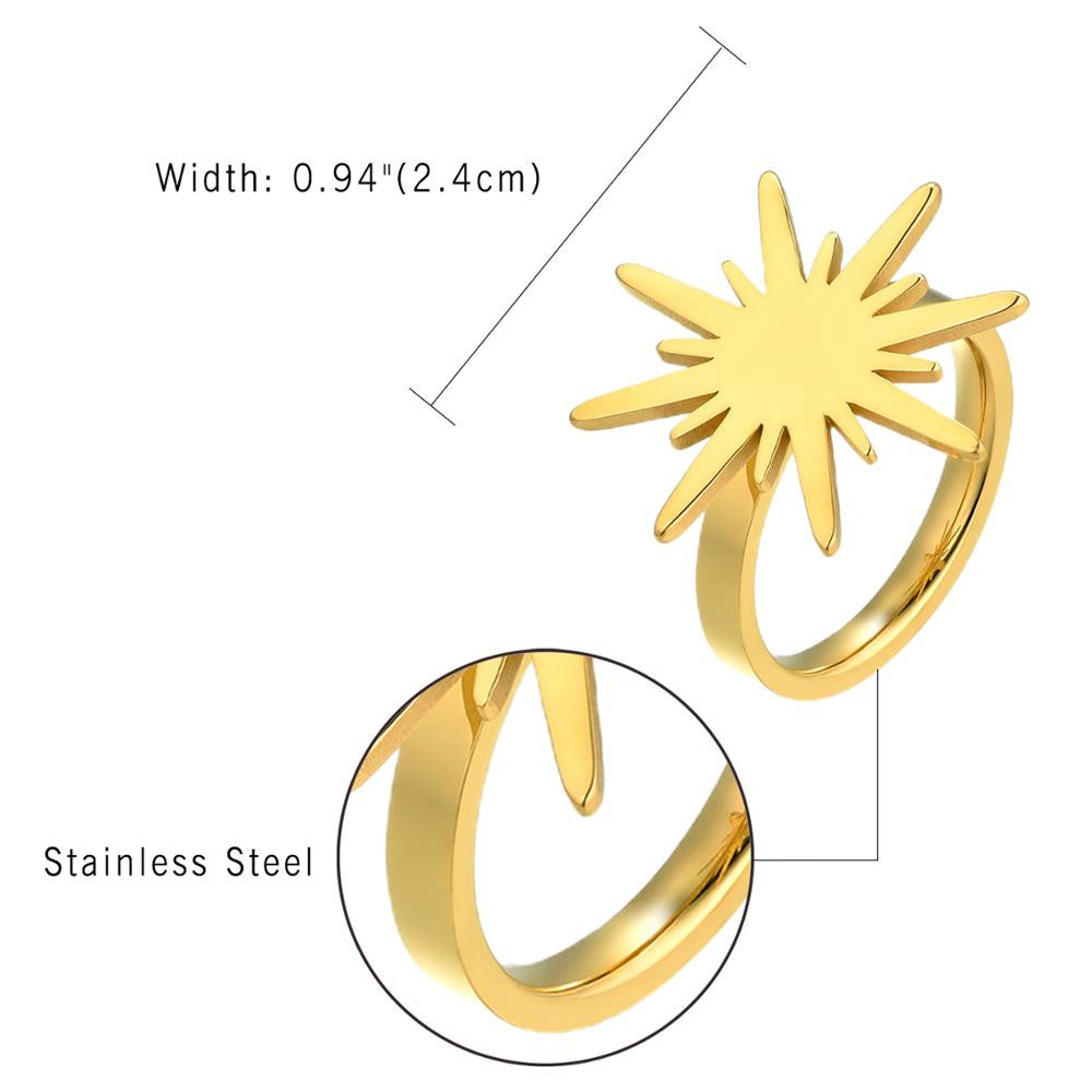 Ladies Radiant Sun Beauty No Fade 14k Over Stainless Steel Rings