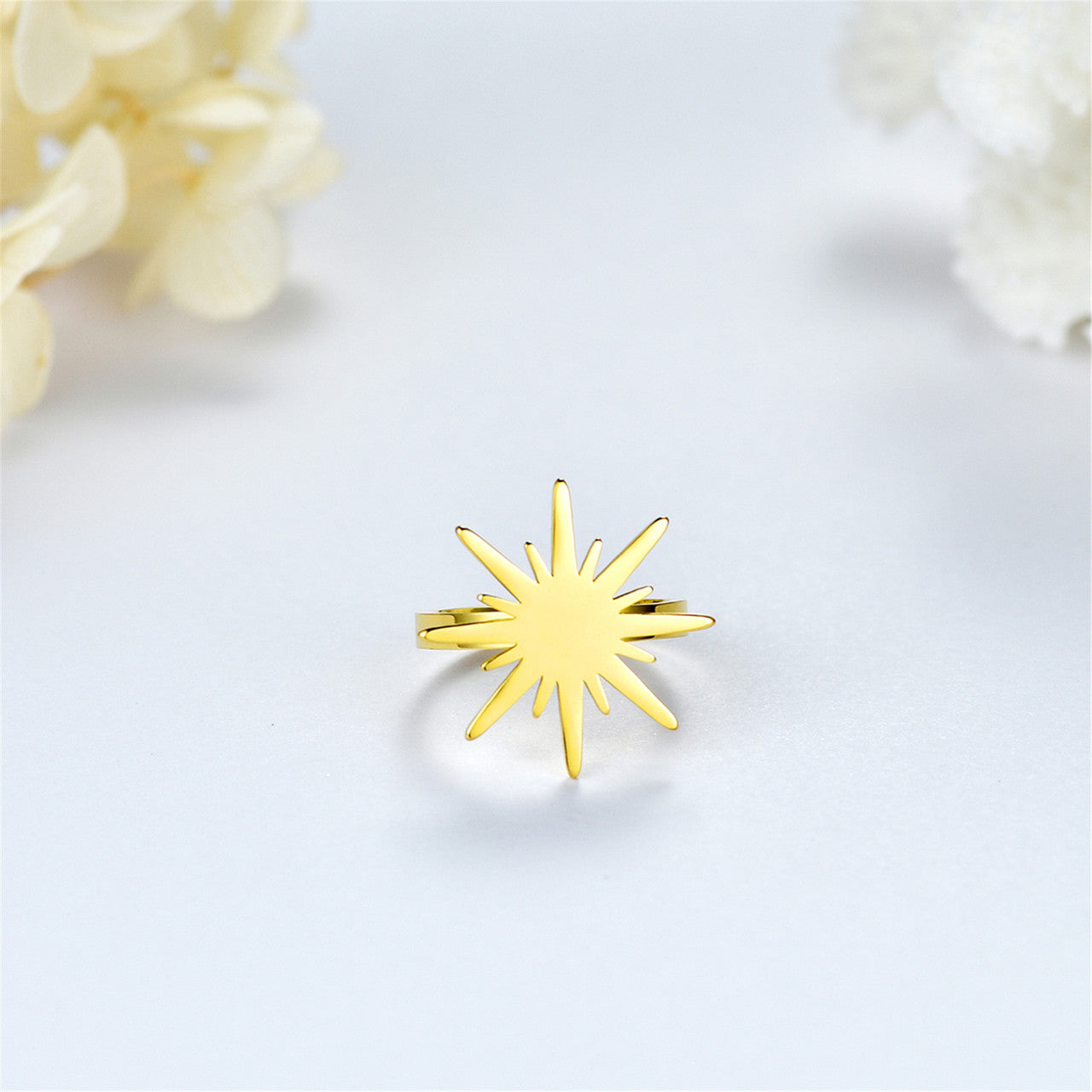 Ladies Radiant Sun Beauty No Fade 14k Over Stainless Steel Rings