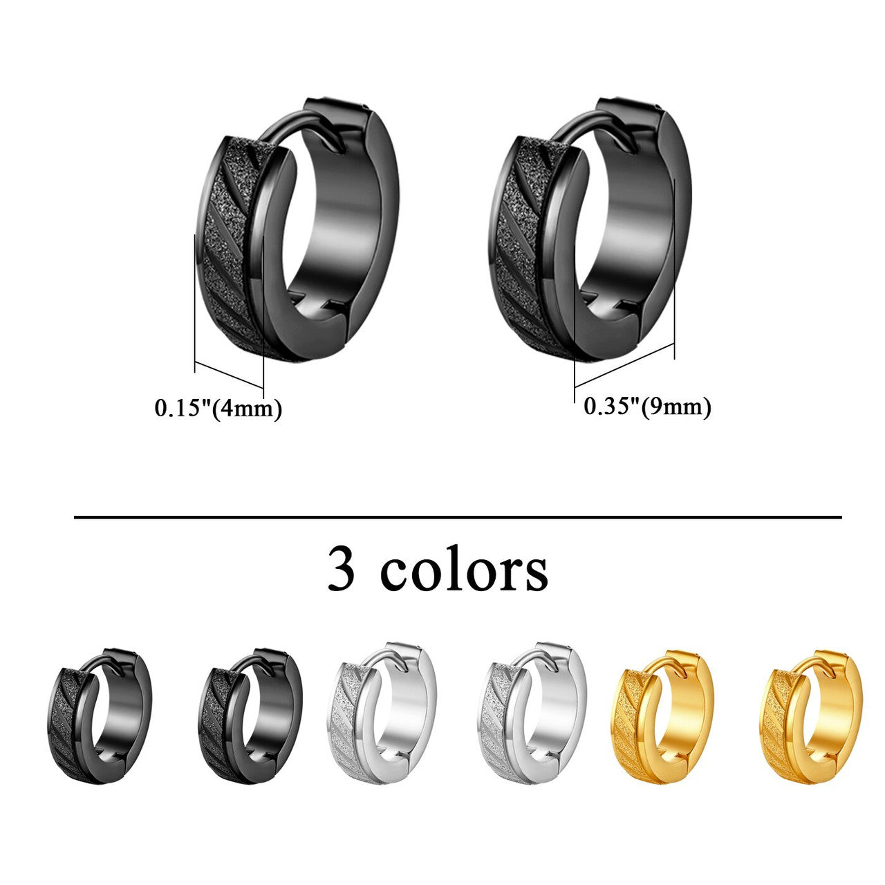 Classic Fashion Round No Fade No Tarnish Stainless Steel Huggie Hoop Bling Earrings