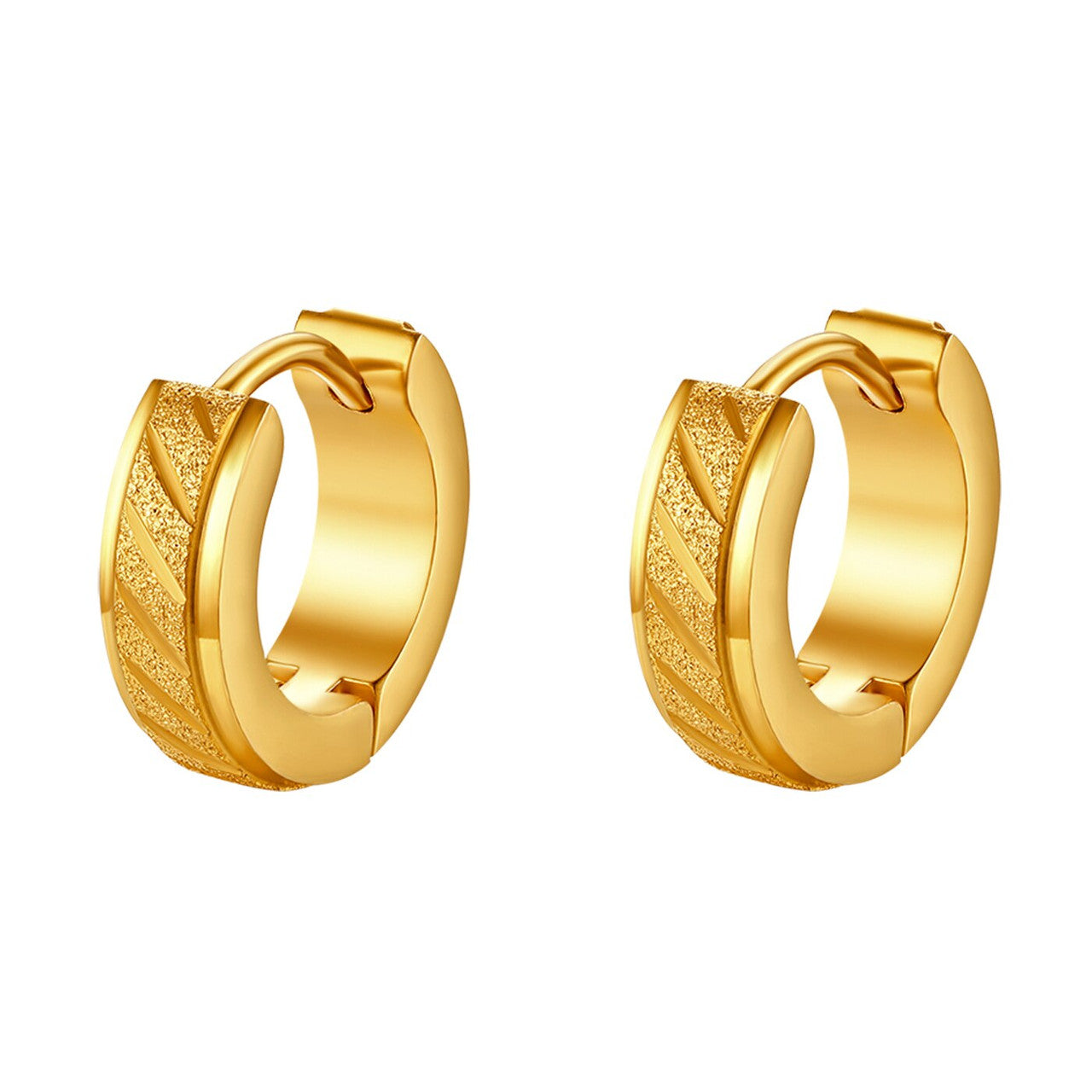 Classic Fashion Round No Fade No Tarnish Stainless Steel Huggie Hoop Bling Earrings