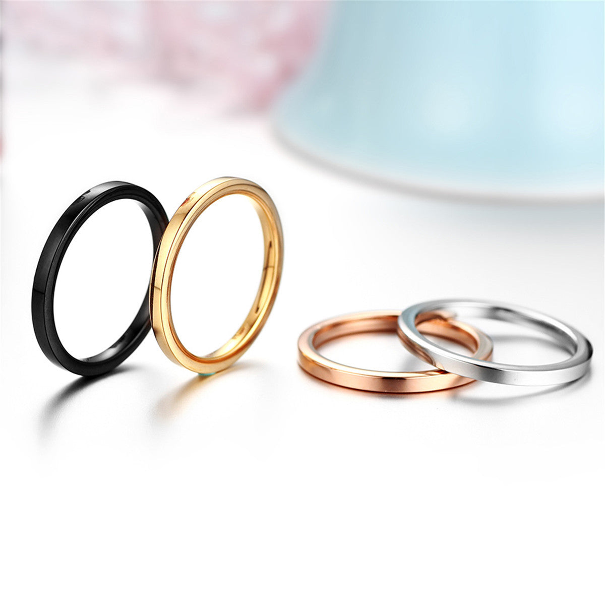 Ladies 4 Piece Knuckle Stacking No Fade Stainless Steel Ring Set