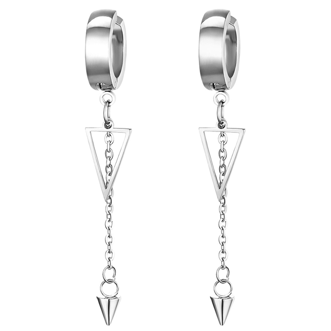 Five Pointed Star Of David Huggie Stainless Steel Triangle No Fade Dangle Earrings