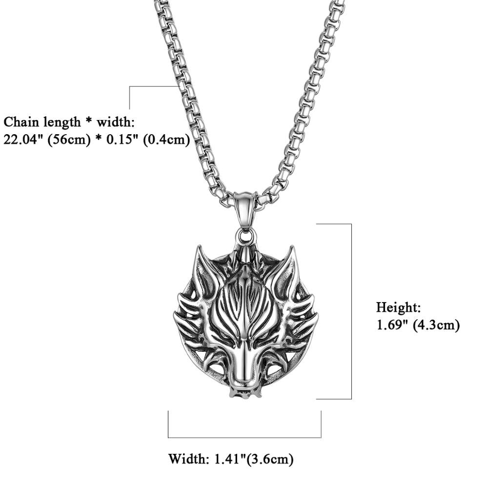 Mens No Fade Stainless Steel Big Bad Wolf Hip Hop Pendant Chain Necklace
