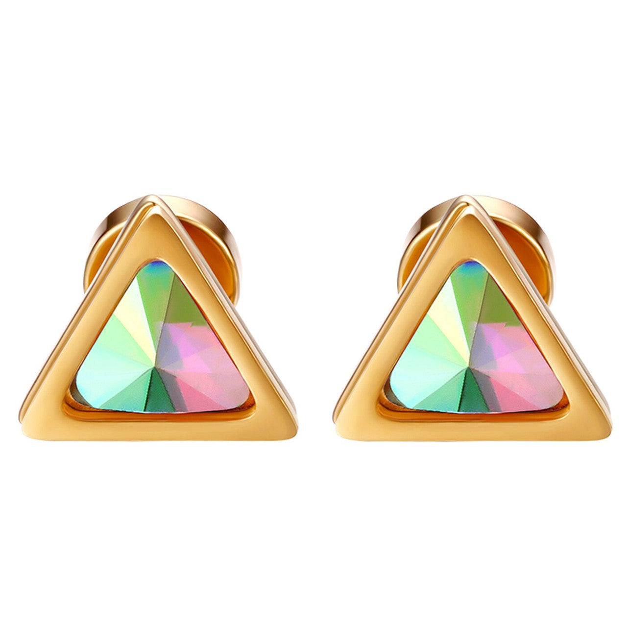 Colorful Stone Stainless Steel High Fashion Bling Street Wear Casual Earrings
