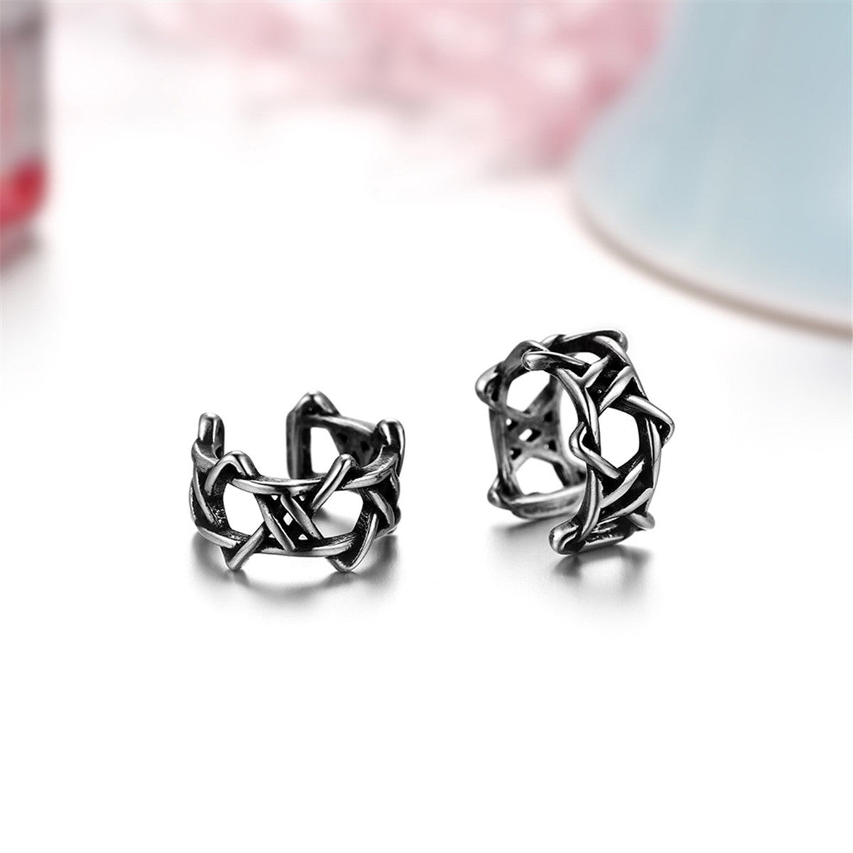 Unisex Hollow Vintage Look Non Pierced No Fade Stainless Steel Clip Earrings