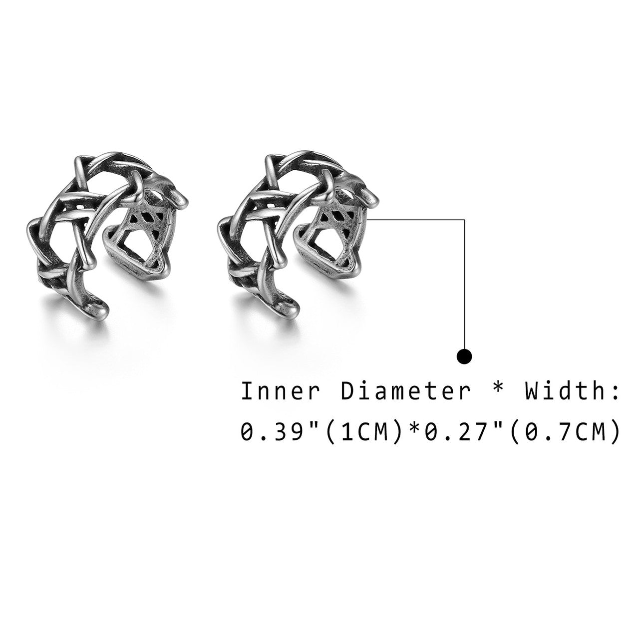 Unisex Hollow Vintage Look Non Pierced No Fade Stainless Steel Clip Earrings