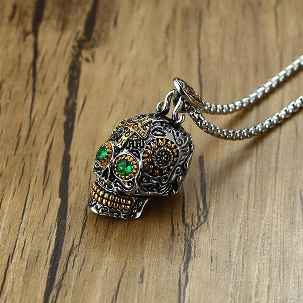 Mens Ancient Aztec No Fade Stainless Steel Hip Hop Pendant Chain Necklace