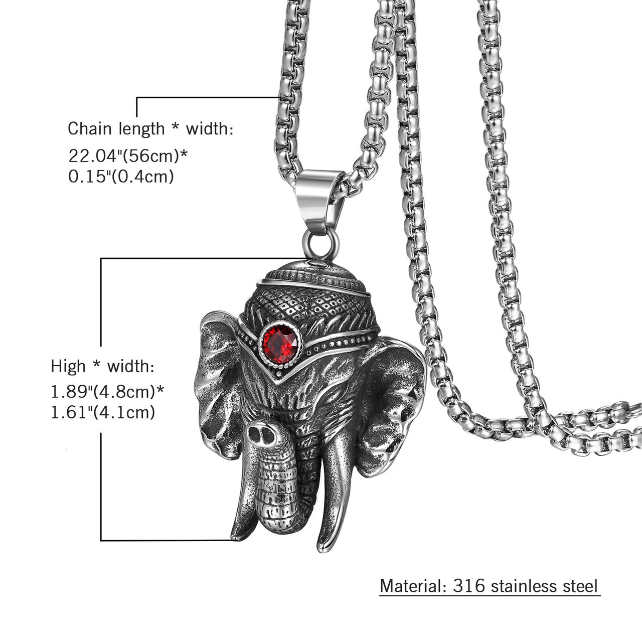 Mens Good Luck Power Wisdom Courage Elephant Crown Lion Chain Pendants