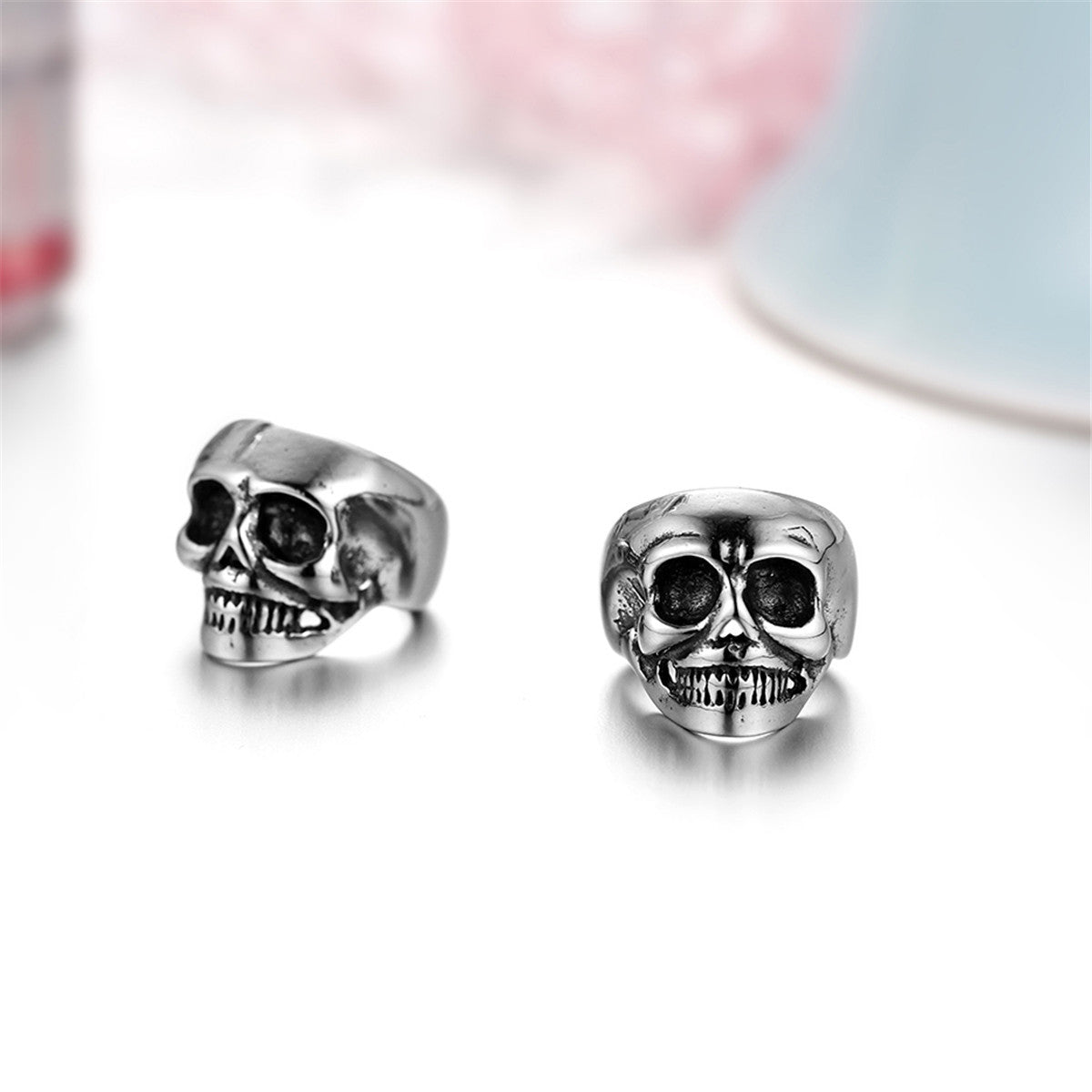 Street Wear No Fade Stainless Steel Hip Hop Clip On No Piercing Skull Earrings
