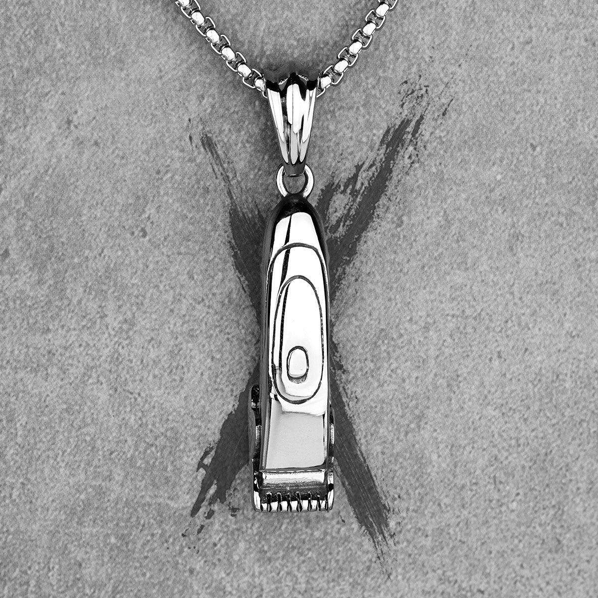 Stainless Steel No Fade Stainless Steel Barber Hair Clippers Shaver Pendant Chain Necklace