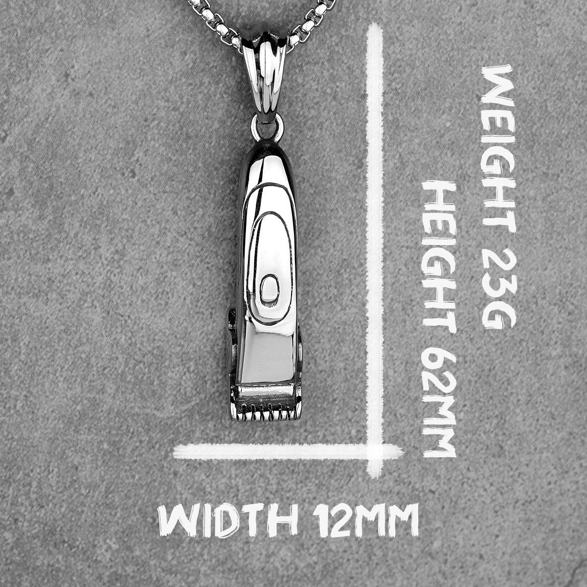 Stainless Steel No Fade Stainless Steel Barber Hair Clippers Shaver Pendant Chain Necklace