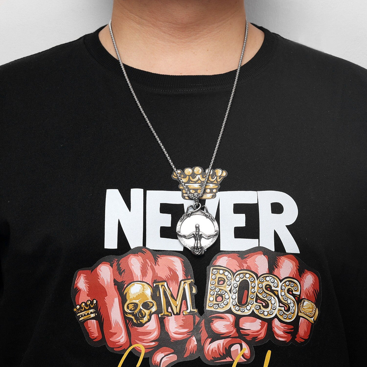 Evil Beauty Of Vanity Magic Mirror Silver No Fade Stainless Steel Pendant Chain Necklace