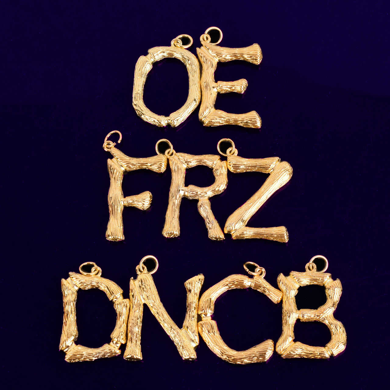 18k Gold Silver Bamboo Letters Hip Hop Initial Chains Pendant Neckalces