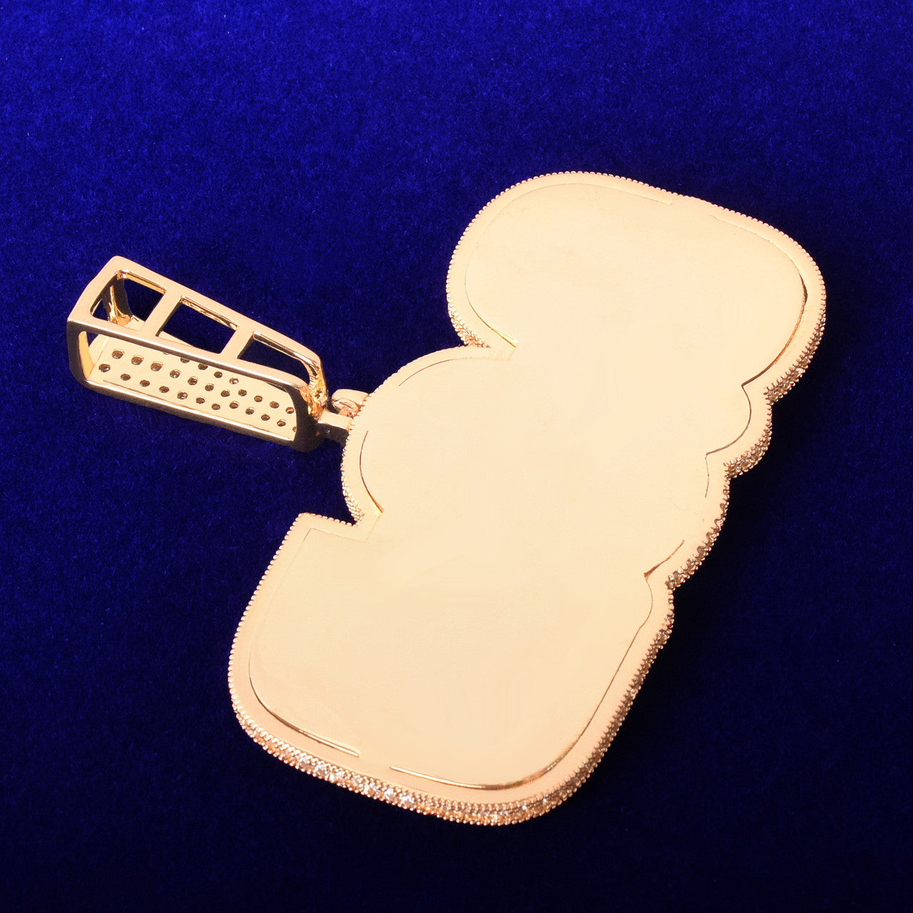 Stone Studded | Custom Flooded Ice 2 Layer 18k Gold Nameplate Hip Hop Pendant