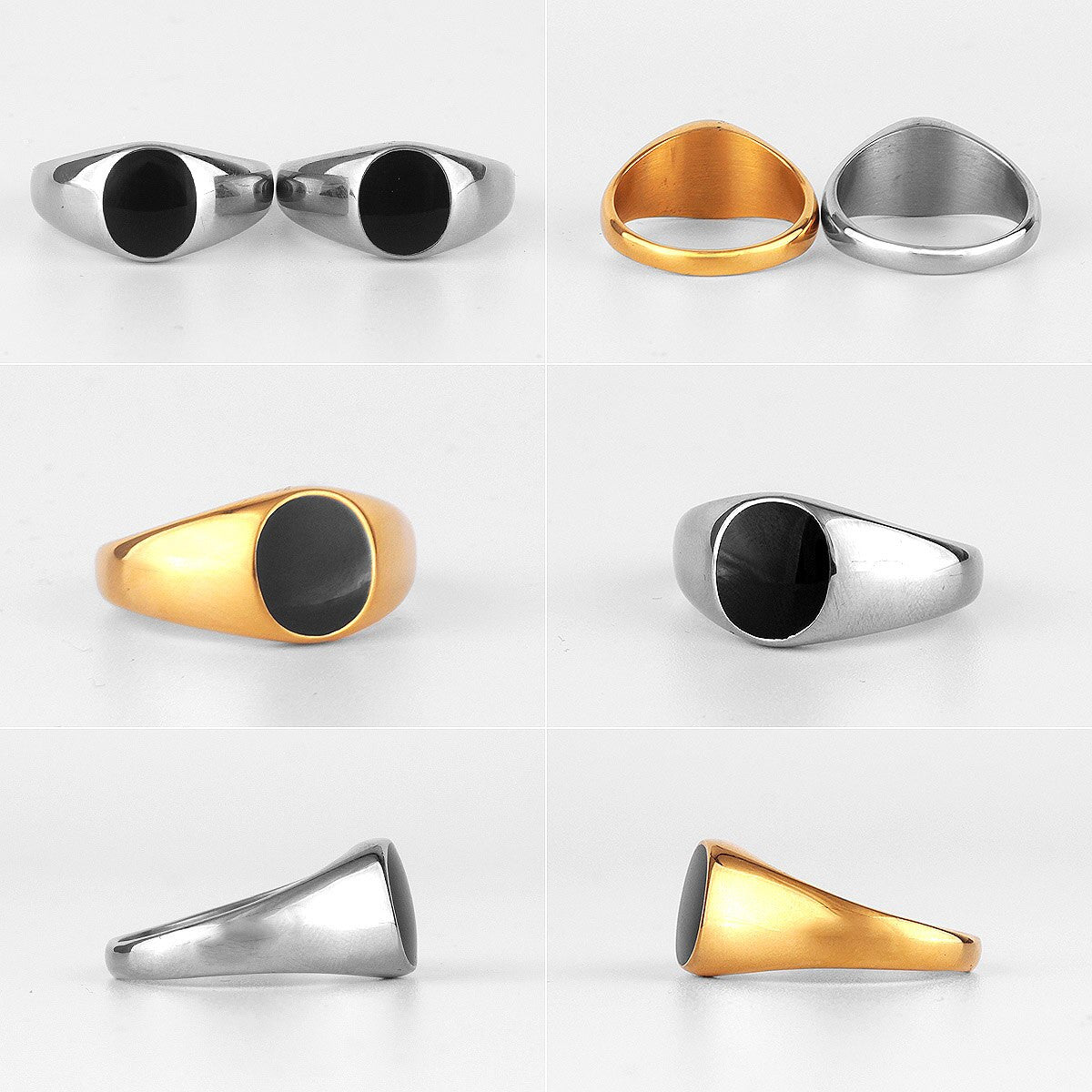 Mens Simple Classic 14k Gold Stainless Steel Pinky Style Luxury Rings