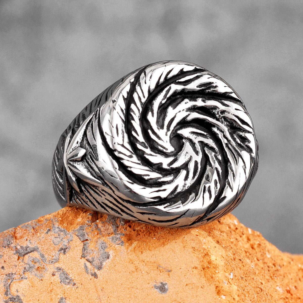 Black Hole Swirl No Fade Stainless Steel Unique Personality Rings