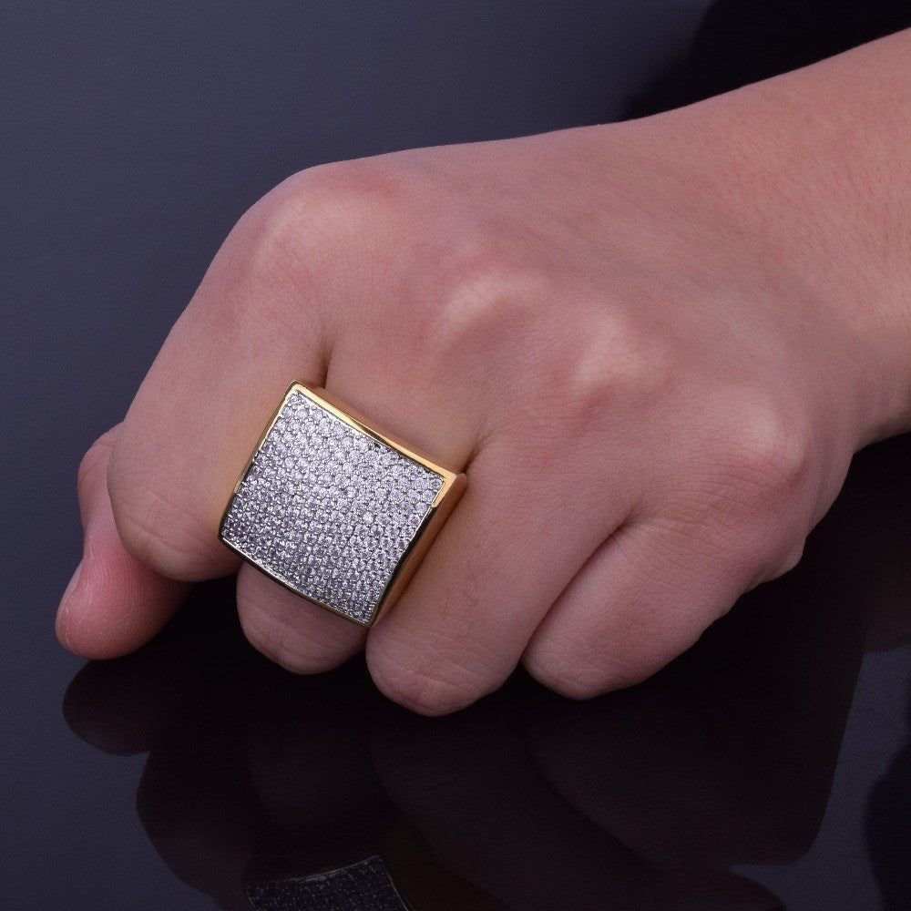 Flawless Ice Block | Micro Pave Flooded Ice 18k Gold .925 Silver Big Boy Bling Ring