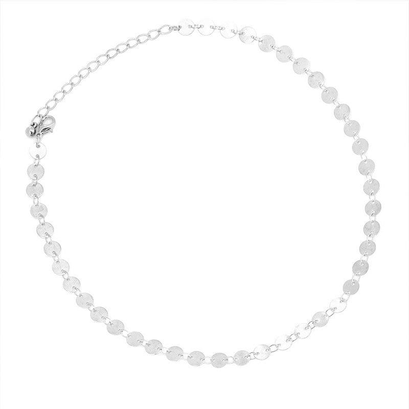 Ladies Boho Fatima Palm Peace Symbol Arrow Round Silver Clavicle Necklace