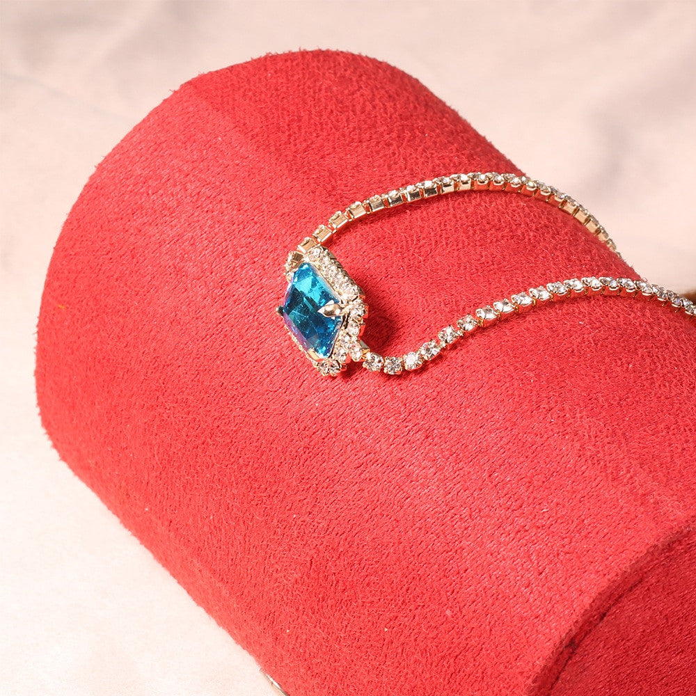 Ladies Exquisite Sexy Boho Square Crystal Gold Clavicle Choker Chain Necklace