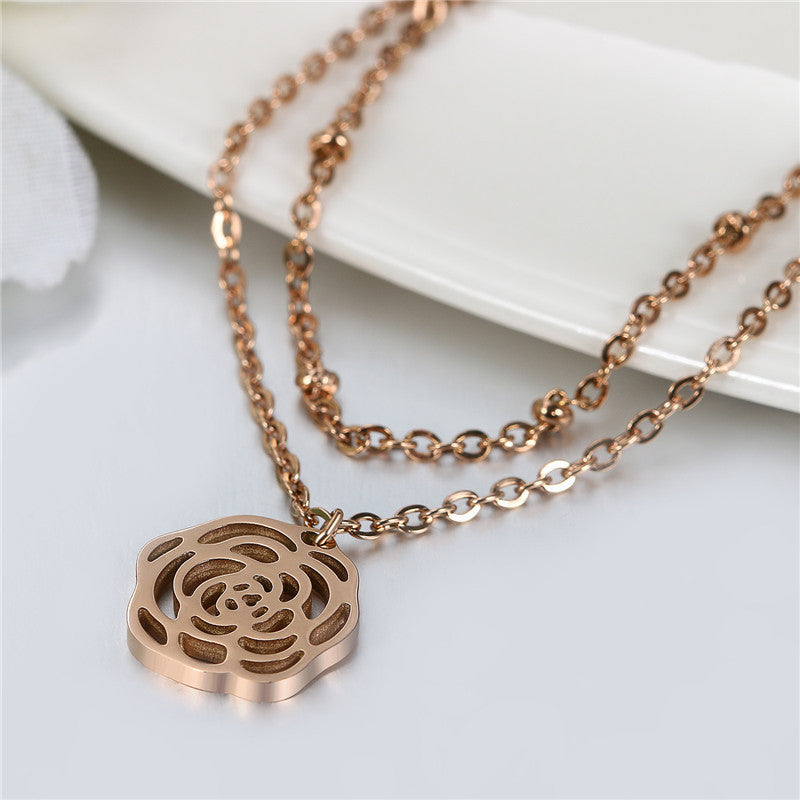 Ladies No Fade Stainless Steel Butterfly Rose Circle Stone Anklet Ankle Bracelet