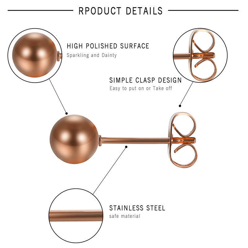 5 Pair 316L Stainless Steel Colorful Ball Street Wear Casual Earrings