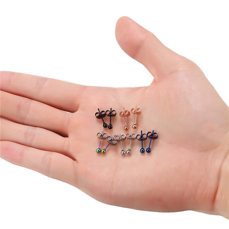 5 Pair 316L Stainless Steel Colorful Ball Street Wear Casual Earrings