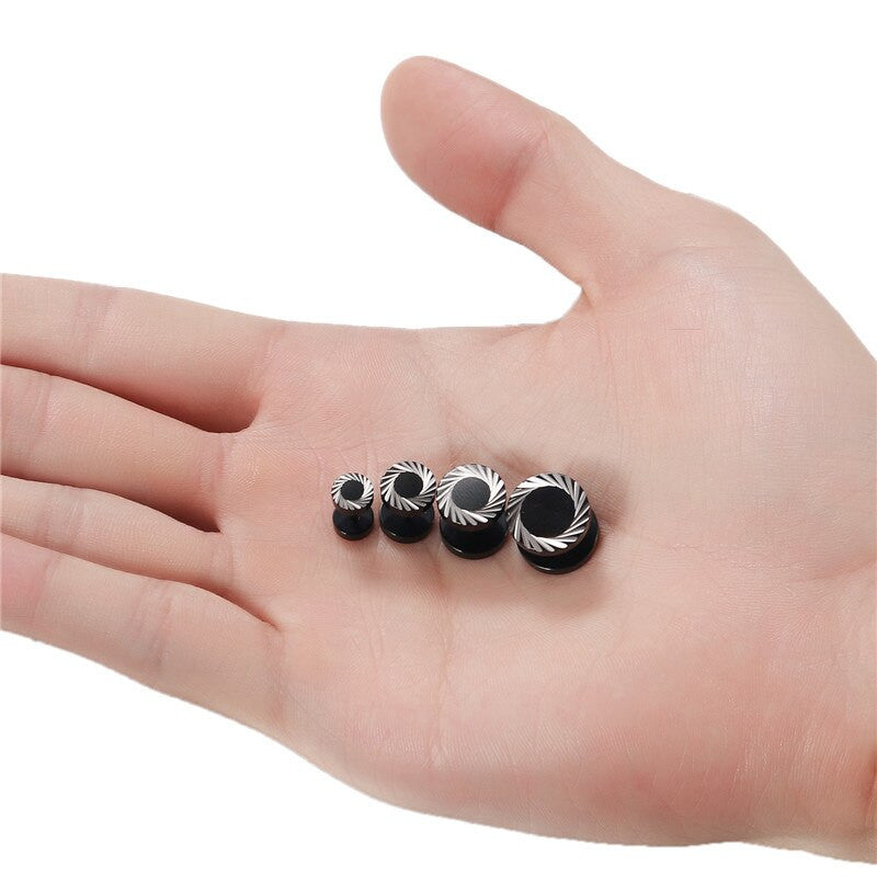 Mens Black Barbell Screw Back Stainless Steel Street Wear Earrings