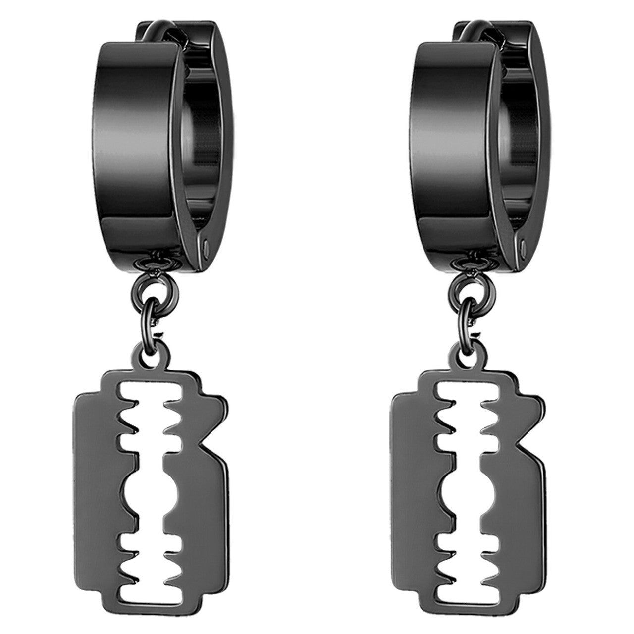 Stainless Steel Street Wear Huggie Razor Blade Hip Hop Earrings