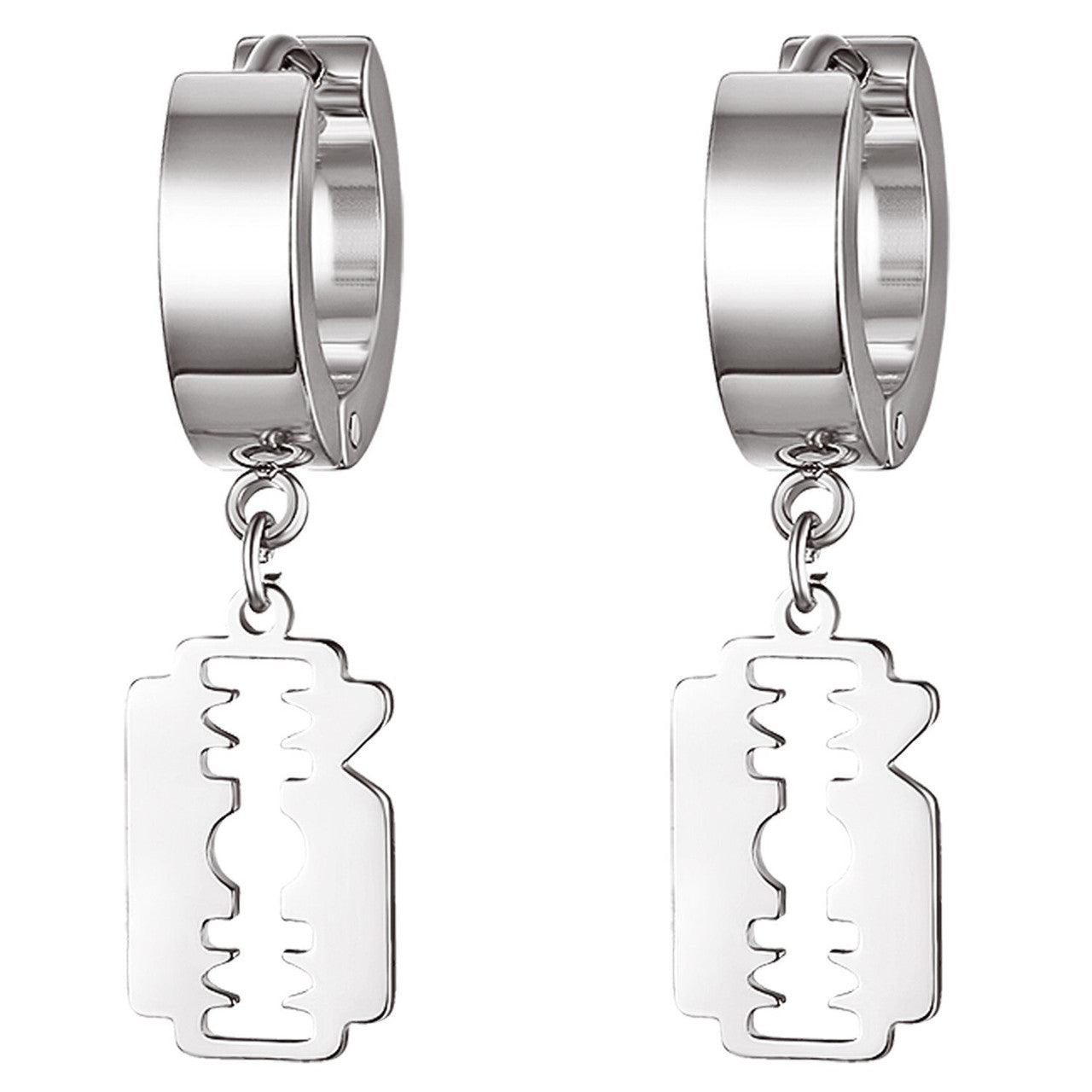 Stainless Steel Street Wear Huggie Razor Blade Hip Hop Earrings