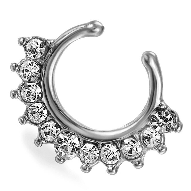 No Fade Gold Silver Rose Gold Stainless Steel CZ Diamond No Piercing Nose Rings