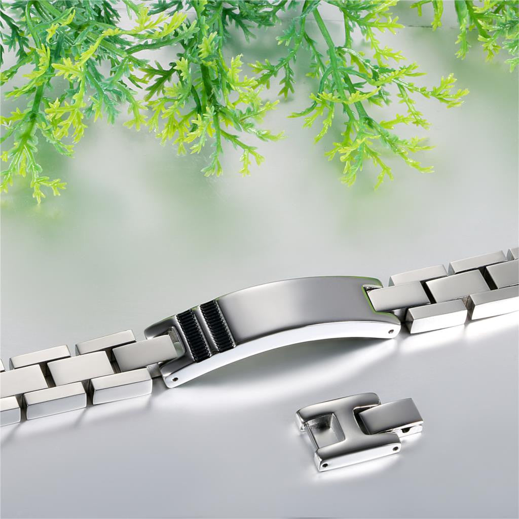 Mens ID Style high Polished Sleek Style Adjustable Clasp Stainless Steel Bracelet