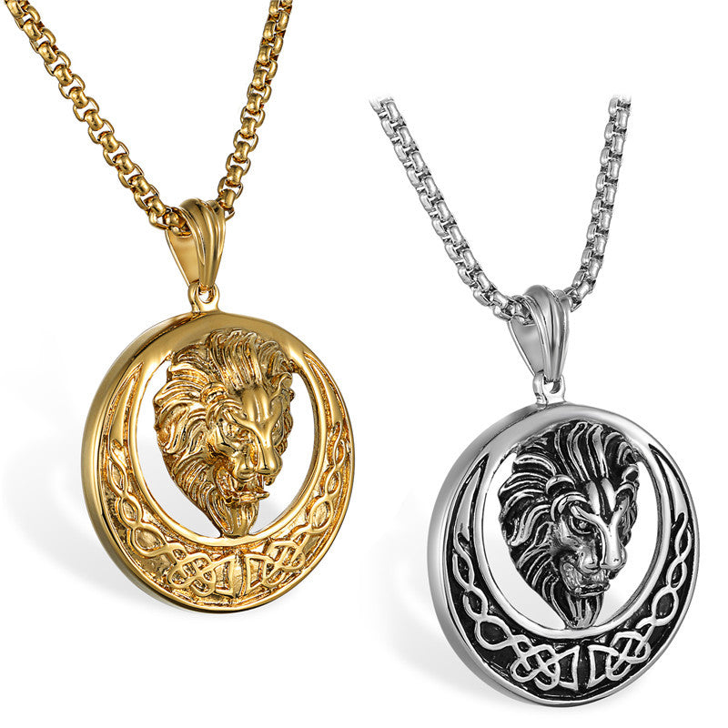 Mens No Fade Stainless Steel Hip Hop Lion Head Pendant Chain Necklace