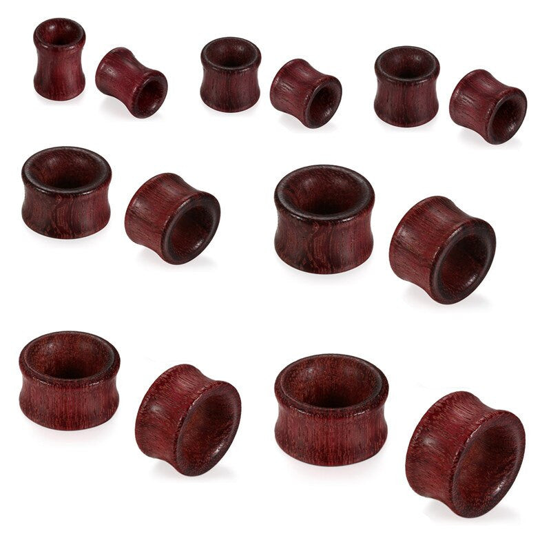 Hollow Wooden Handmade Red Wood Ear Tunnel Plug Earrings