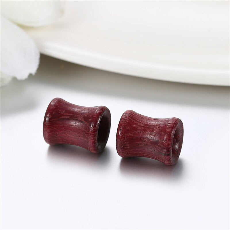 Hollow Wooden Handmade Red Wood Ear Tunnel Plug Earrings