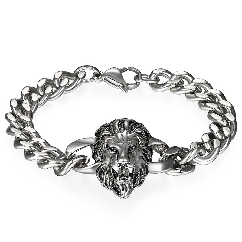 Dominant Man Stainless Steel Roaring Lion Hip Hop Bracelets