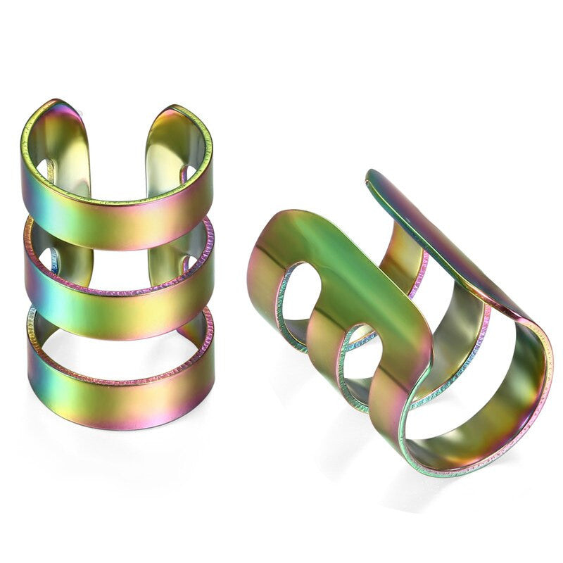 Rose Gold 14k Silver Black Rainbow Stainless Steel Ear Cartilage Clip Earings