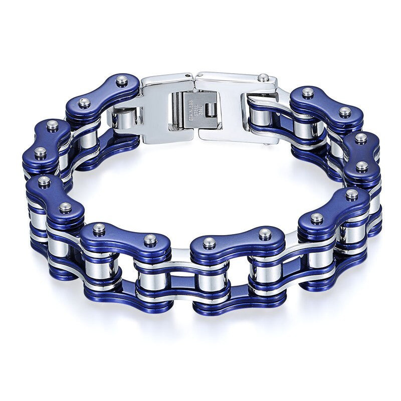 15mm Mens Biker Motorcycle Link Two Tone Stainless Steel Chain Link Bracelets