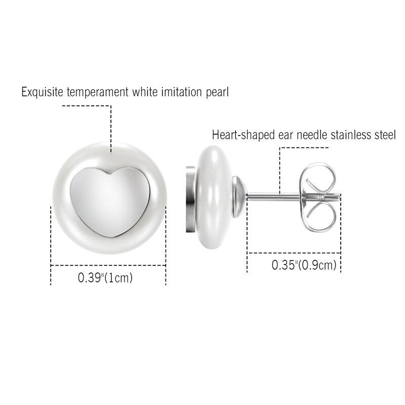 Ladies Simulated Pearl Heart Cross Life Tree Infinity Stud Stainless Steel Earrings